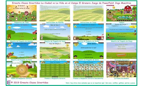 City Versus Country Living Barnyard Interactive Spanish Powerpoint Game