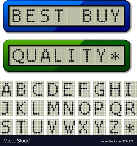 Lcd Display Pixel Font Uppercase Characters Vector Image