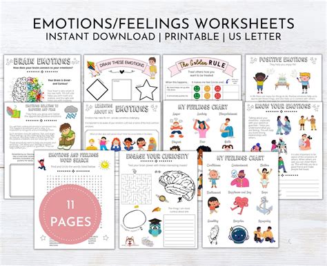 Emotions And Feelings Worksheets Printable Emotions Etsy
