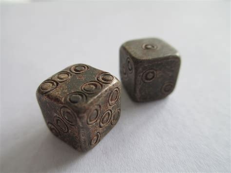 Ancient Roman Solid Silver Gaming Dice Both Pieces Are Similarly