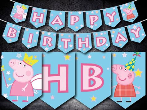 Peppa Birthday Banner Peppa Pig Birthday Party Printable Etsy In 2020