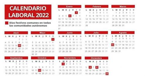 El Boe Publica El Calendario Laboral Nacional De 2022 Laboral Pensiones