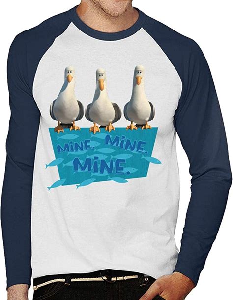 Pixar Finding Nemo Seagulls Mine Mine Mine Men S Baseball Long Sleeved T Shirt Amazon Co Uk