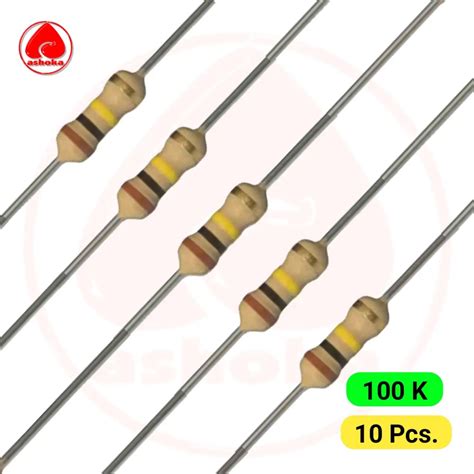 pack of 10 100k ohm 1 4 watt resistor resistance with 5 tolerance ashoka online shop