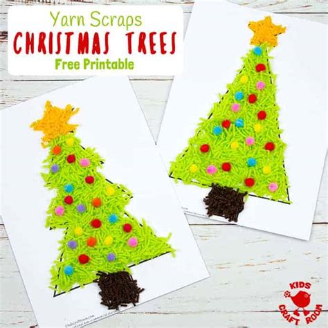 Printable Yarn Christmas Tree Craft Template Kids Craft Room