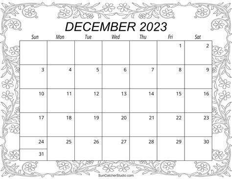December 2023 Calendar Free Printable Diy Projects Patterns