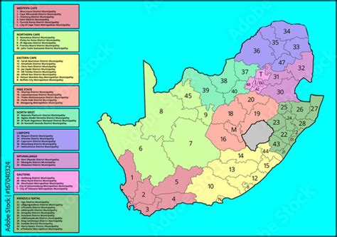 Vector South African Map District Municipalities And Provinces