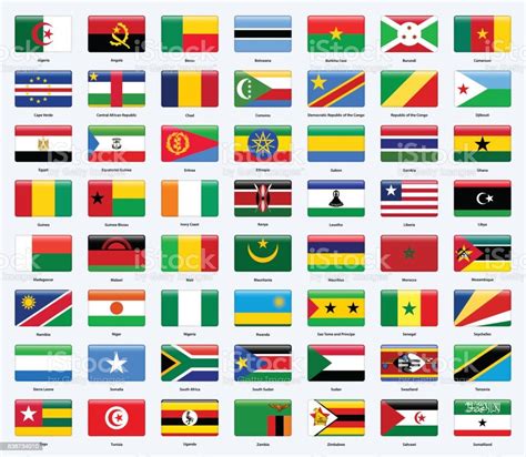All Flags Of The Countries Of Africa Rectangle Glossy Style Stock