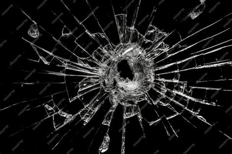 Premium Ai Image Broken Glass Multiple Bullet Holes In Glass Isolated