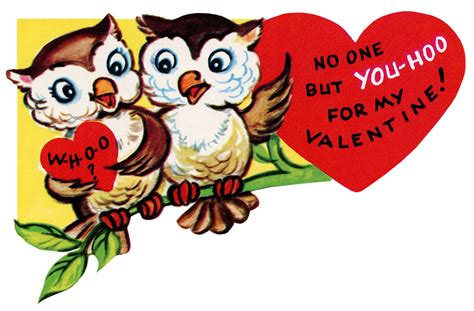 Valentine Owls On A Branch Free Vintage Clip Art Old Design Shop