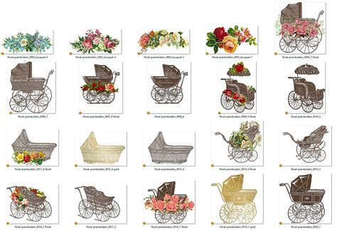 Floral Baby Carriages Clipart Clip Art Vintage Design Your Own