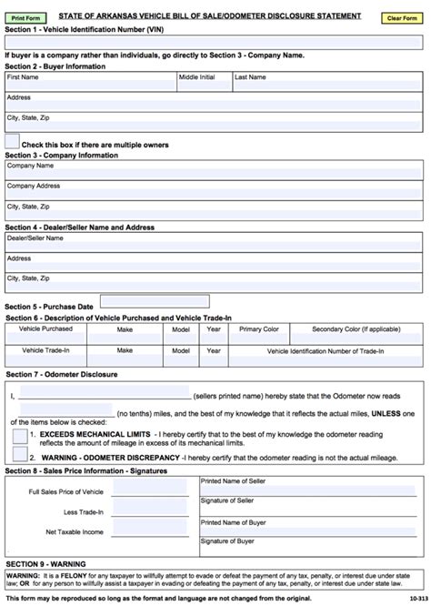 Free Arkansas Bill Of Sale Forms PDF