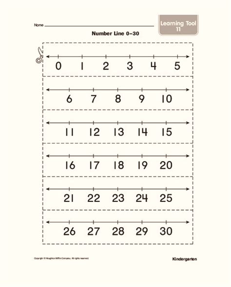 Number Line Worksheet For Kindergarten 1st Grade Lesson Planet