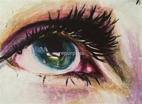 Oil Pastel Eye Painting By Repurplow Redbubble