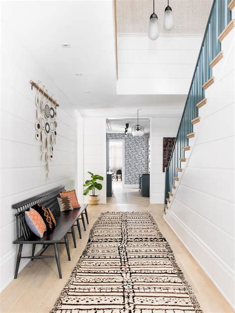 Minimalist Entryway With Bench And Wall Hanging Hgtv