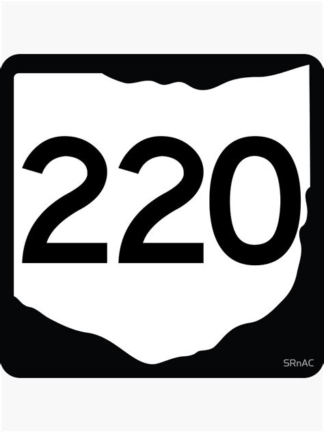 Ohio State Route 220 Area Code 220 Sticker For Sale By Srnac