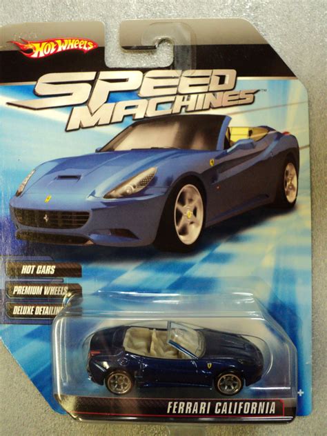 Red graphics, 87 on doors, fxx on sides of rear wing. Hot Wheels 2010 Speed Machines - Ferrari California - Blue
