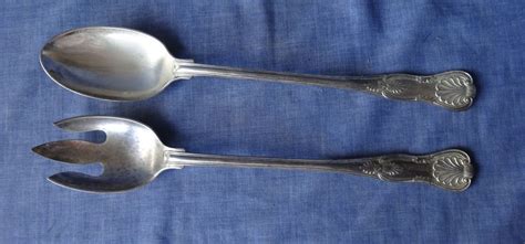 Large Vintage Salad Serving Fork And Spoon The Sheffield Silver Co Italy