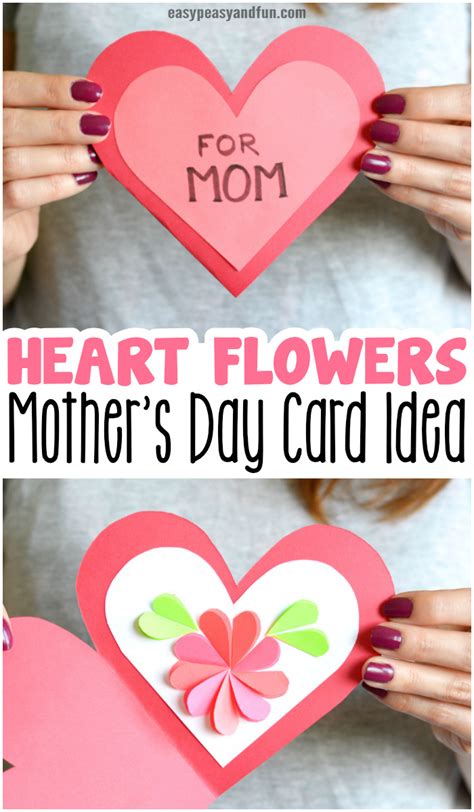 Heart Flowers Mothers Day Card Easy Peasy And Fun