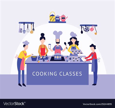 Chef And People Group Cooking Food Together Vector Image