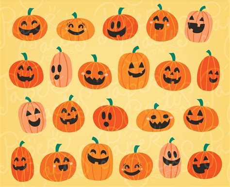 Cute Halloween Pumpkins Jack O Lantern Clipart Pumpkin Drawing Halloween Illustration