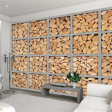 The builder must build their own builder's hut before building any other huts step 8: Log Wood Giant Wall Paper Mural - Free Paste