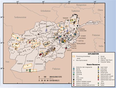 Map Of Afghanistan With Mineralized Areas U S Geological Survey
