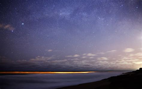 Hd Landscapes Nature Horizon Night Stars Sky Sea Desktop Images