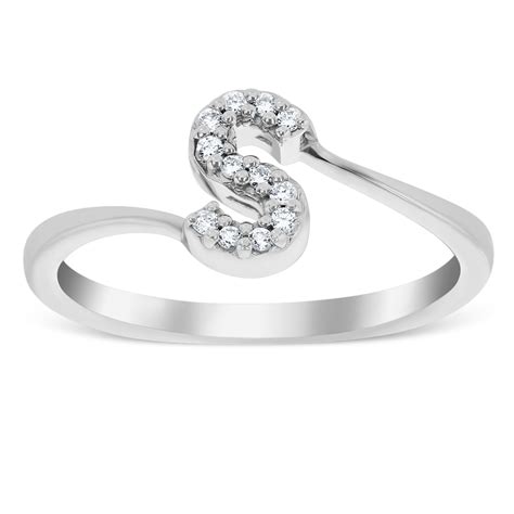 Roberto Coin Diamond Initial Ring S In 18k White Gold 001634awlrxs