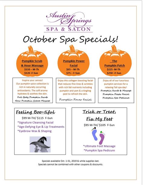 October2019specials Austin Springs Spa
