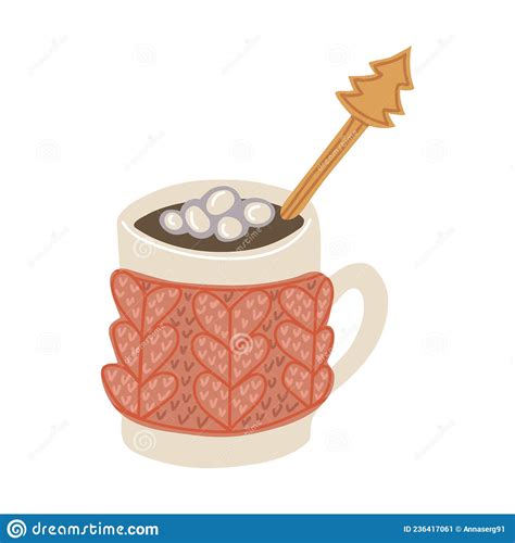 vector isolated element hot chocolate or cocoa with marshmallows christmas drink christmas