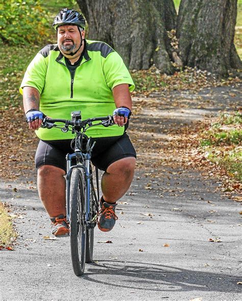 The bike guy has a friendly and easy going style. 'Fat Guy Across America' cycles into Pottstown on the ...