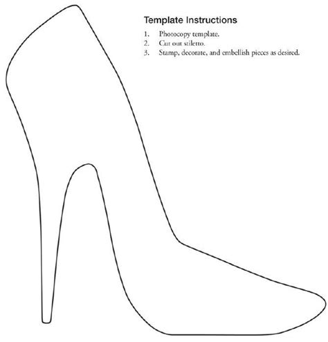 Printable High Heel Stencil Shoe Template Paper Shoes Quilting