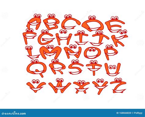 Alphabet With Smile Orange Smiling Letters Illustration Modern Stock