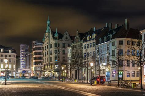 Hojbro Square In Evening Copenhagen Editorial Stock Image