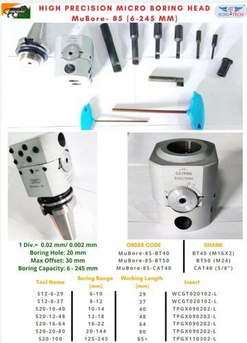 85mm 2 Micron Boring Head Kit Bt40 Size 6 245mm At Rs 52000set In Mohali