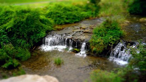 Landscape Waterfall Stream Miniatures Tilt Shift