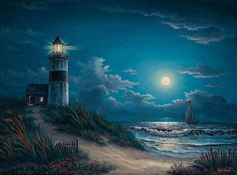 Night Scene Painting Lighthouses Photography Lighthouse Painting