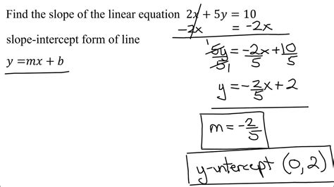 Finding The Slope And Y Intercept Of A Line From The Equation In