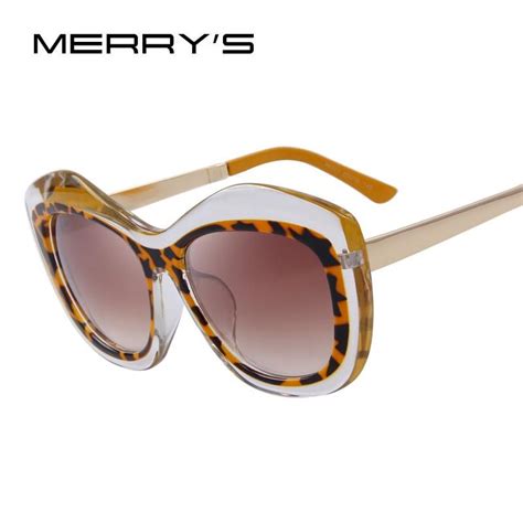 Merrys Fashion Women Cat Eye Sunglasses Big Frame Metal Temples Brand Designer Sunglasses Uv400
