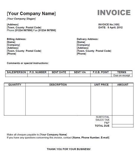 Word Invoice Template Mac Invoice Example