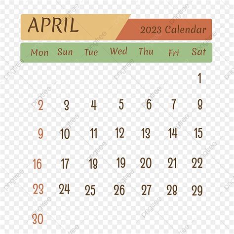 Kalender Bulan April 2023 April Kalender Kalender 2023 Png