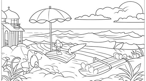Beach Scene Coloring Pages Background Coloring Pictures Of The Beach