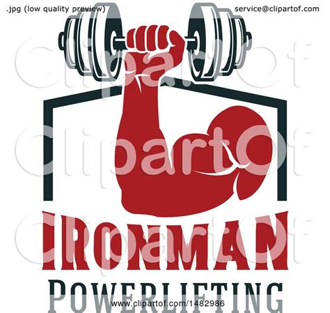 Clipart Of A Bodybuilders Arm Working Out With A Dumbbell Over Ironman