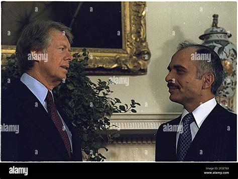 President Carter With King Hussein Of Jordan 1977 Stock Photo Alamy