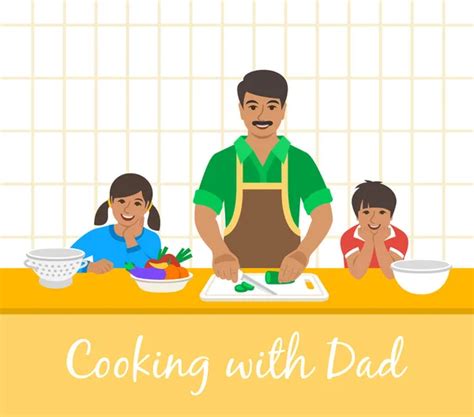 Familia India Cocinando Juntos Papá Con Dos Niños Felices Corta