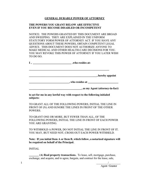 West Virginia General Durable Power Of Attorney In Word And Pdf Formats
