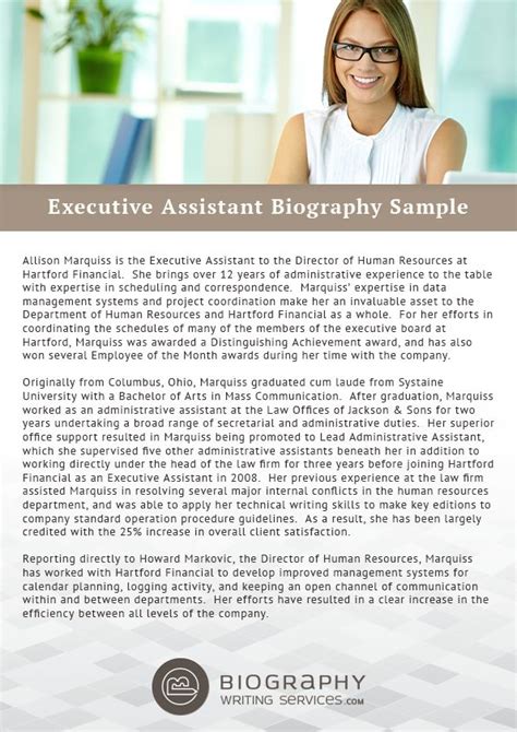 Biographywritingservices Good Executive Assistant Biography Samples Some Tips To