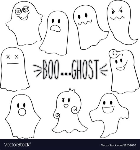 Outline Ghosts Royalty Free Vector Image Vectorstock