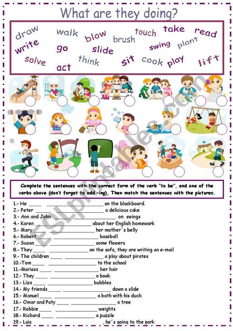 Present Continuous Exercises Worksheet
